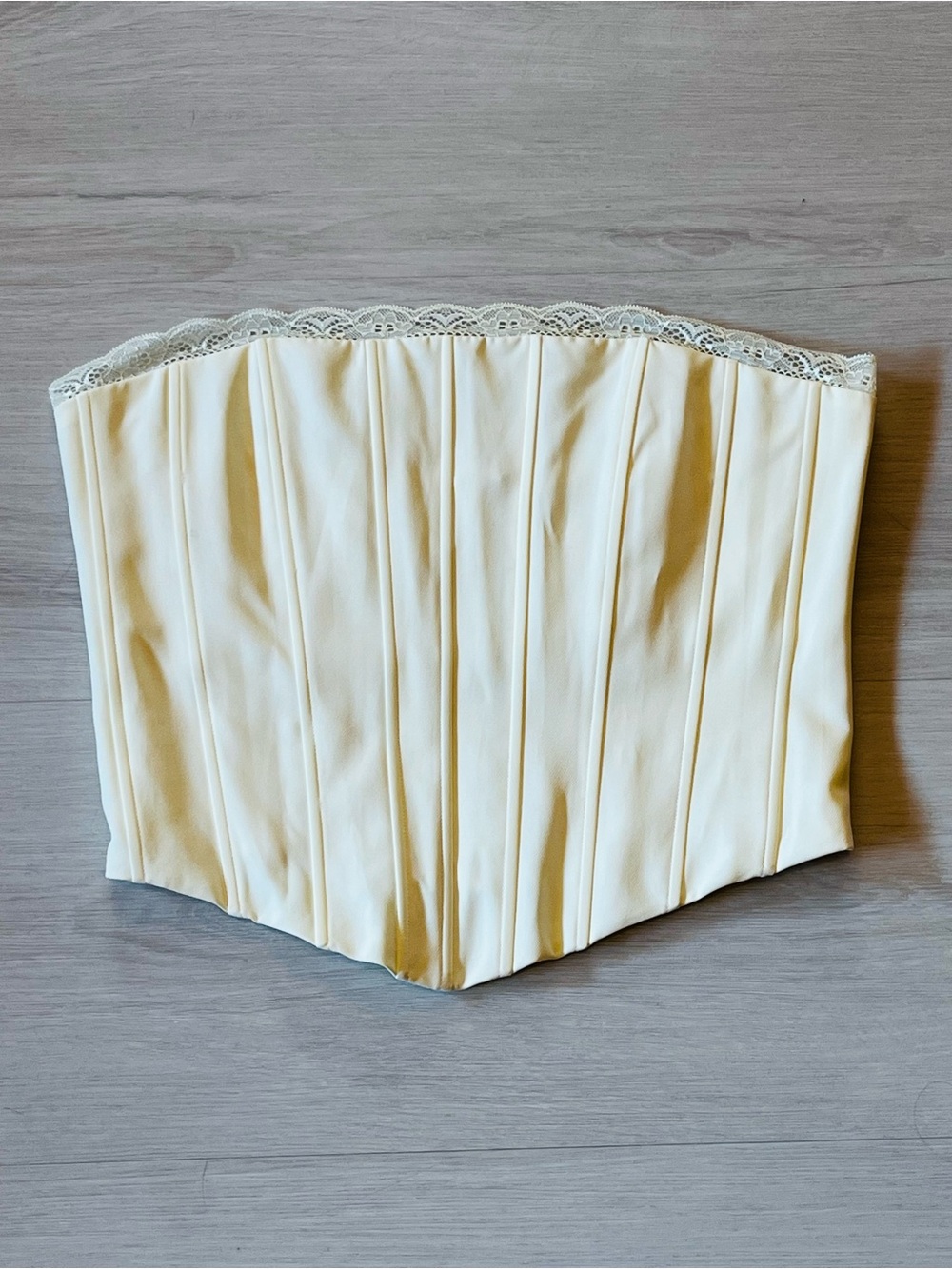 Fashion Nova Women's Ivory Lace-Trim Corset Top Size L